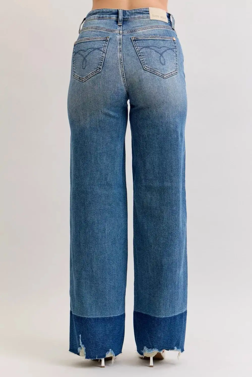Refined High-Waist Raw-Hem Washed Pocketed Straight Leg Jeans