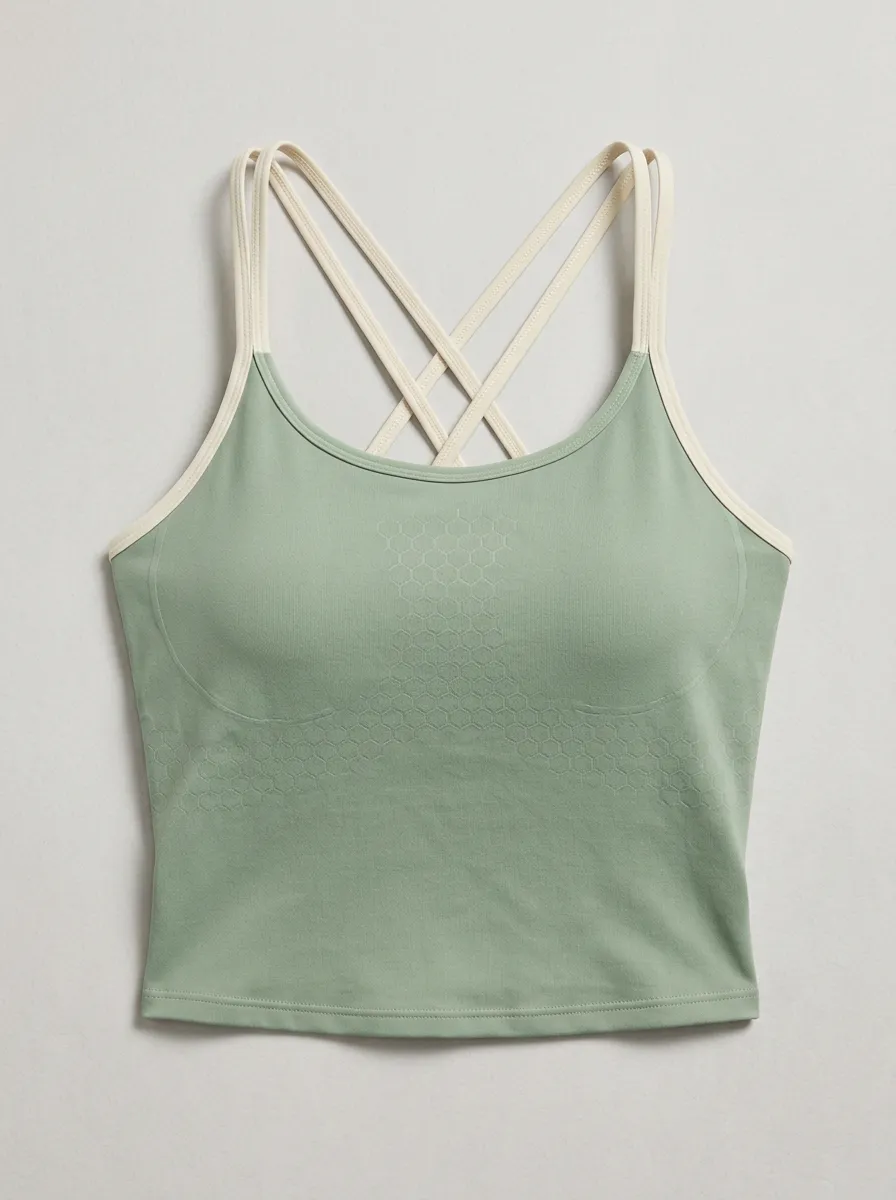 Women's Yoga Fitness Honeycomb Pattern Printed Crop Top