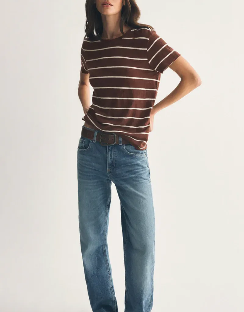 Crew Neck Striped Slub Tee