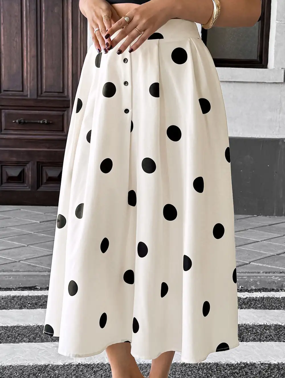 Polka Dot High Waist Maxi Skirt