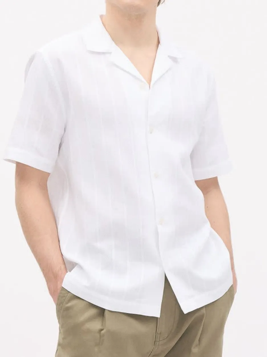 Bright white Short-Sleeve Solid Shirt