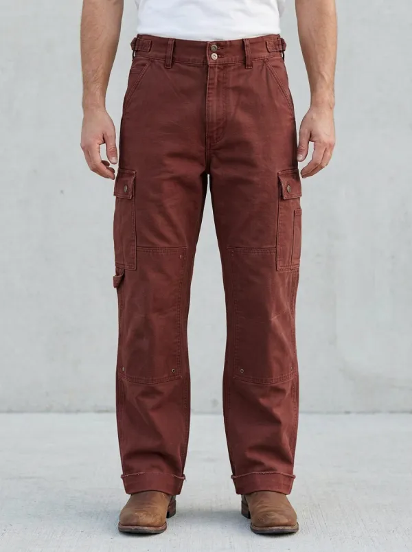 Men's Outdoor Workwear Khaki Multi-Pocket Cargo Pants