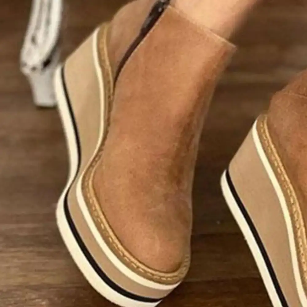 Ankle Wedge Boots with Zipper