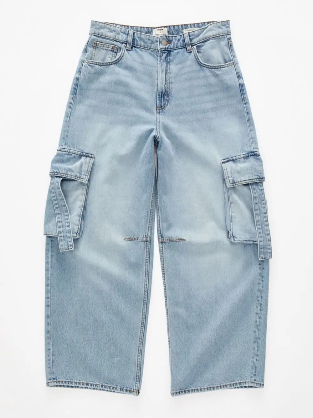 Pocketed Wide Leg Denim Jeans