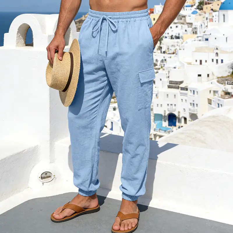 Men's Airy Linen Cargo Waistband Cargo Pants