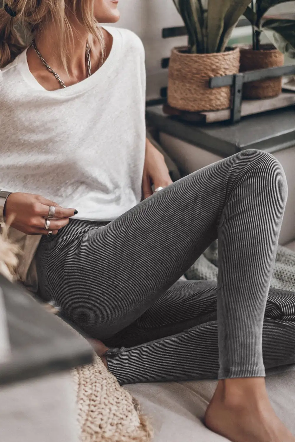 Vintage Wash Ribbed Leggings