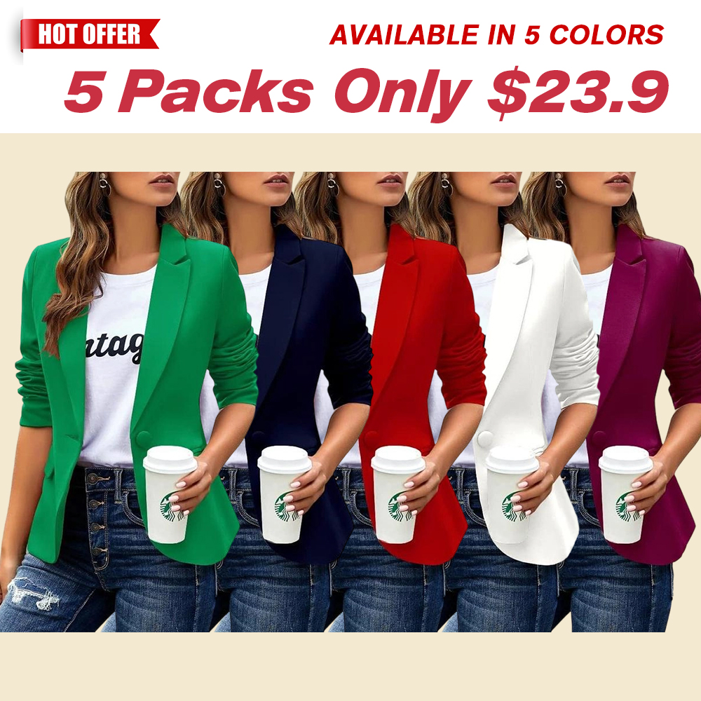 🔥Last Day Promotion!🔥Clearance Sale - Women's Casual Lapel Button Slim Blazers