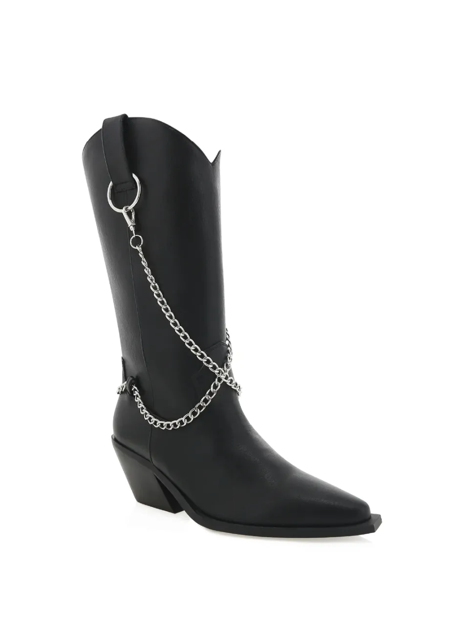 Western Cowboy Chain-Detail Knee-High Boots