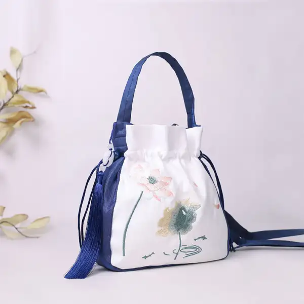 Embroidered Lotus Bag