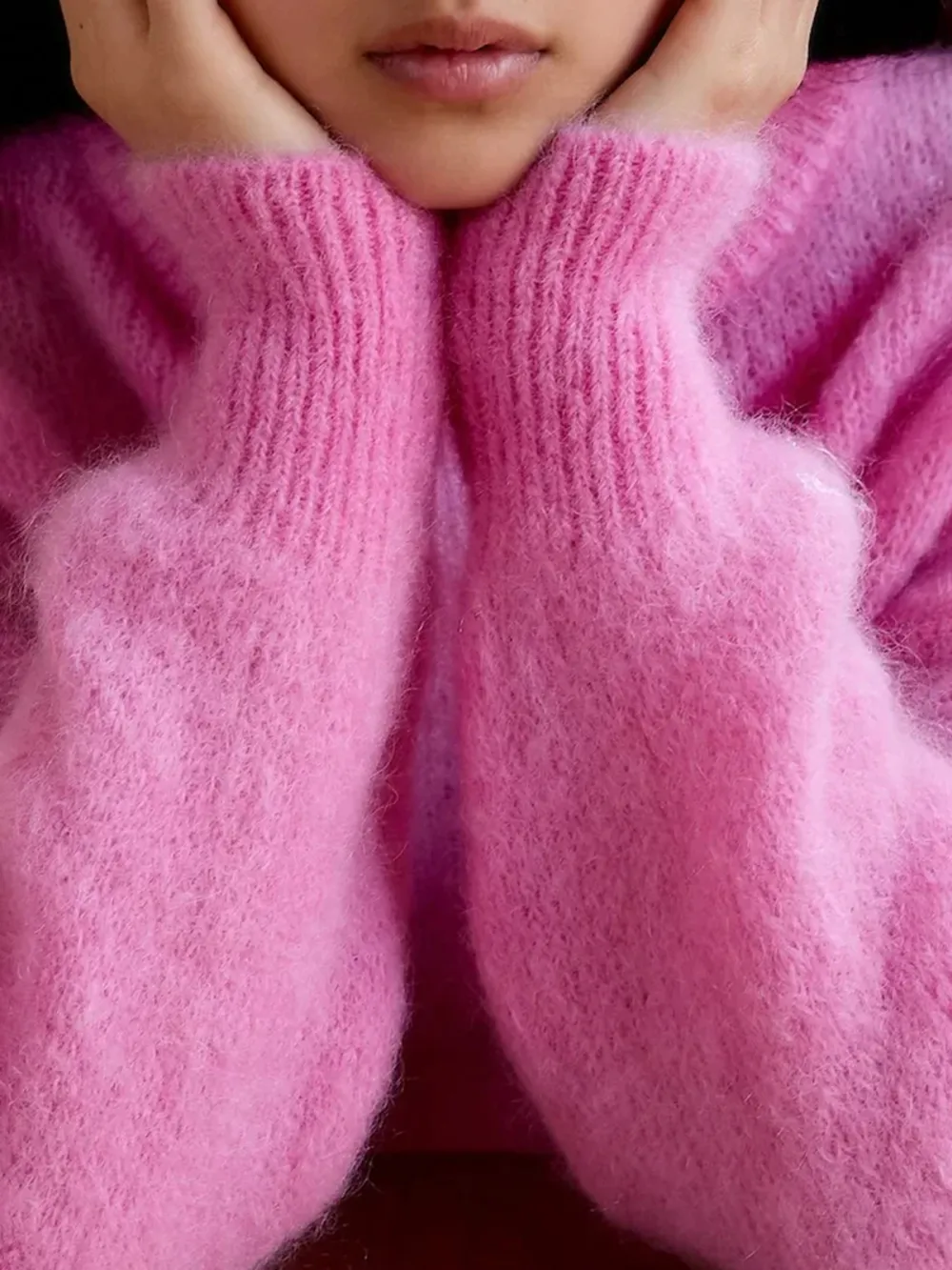 Casual Style Sweater Rose Pink