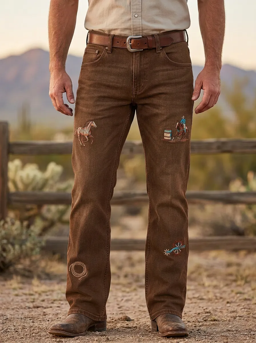 Men's Heritage Inspired Western Cowboy Horse Jeans