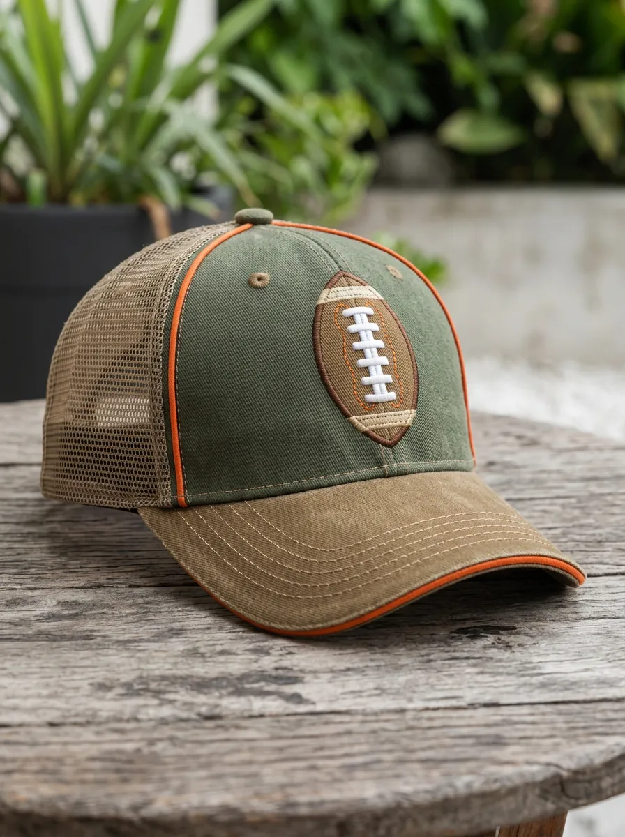 Men's American Football Fan Embroidered Mesh Trucker Cap