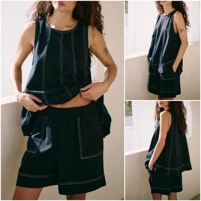 ⏰Hot Sale-Women's Cotton Tank Top & Shorts Set🔥8-Pack - All Colors Included