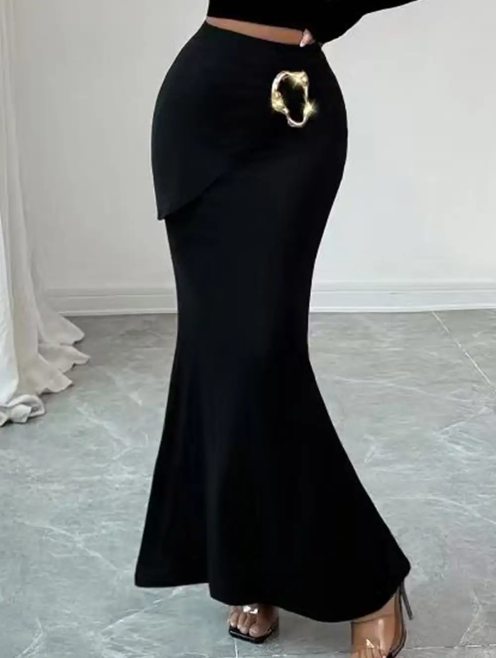 Metal Detail Mermaid Midi Skirt