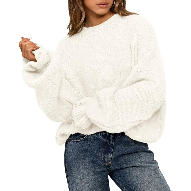 Women's Oversized Sweater Crewneck Long Sleeve