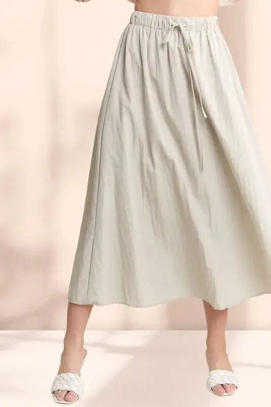 Loose Drawstring Crinkle Skirt