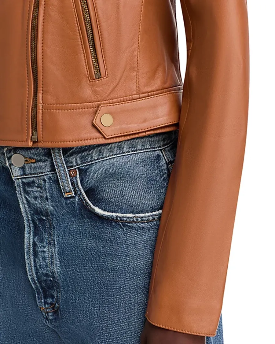 Long Sleeves Leather Moto Jacket