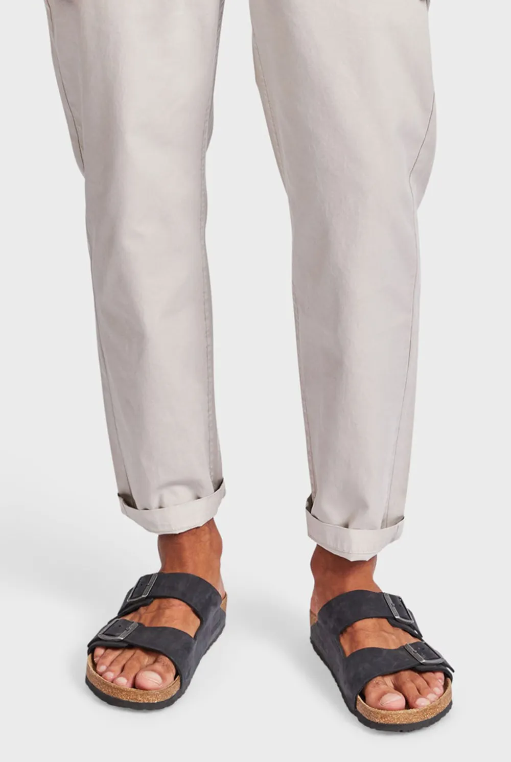 Ice Grey Elastic Waist Slim Chino Pant