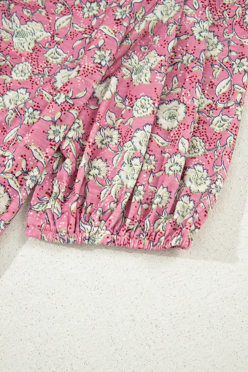 Floral V-Neck Puff Sleeve Blouse