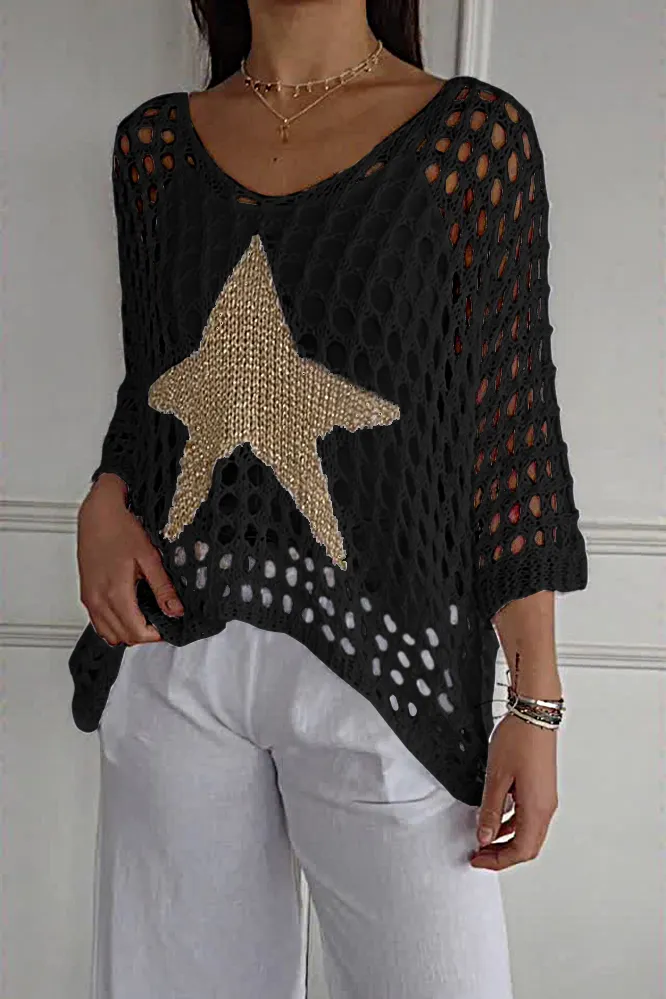 5PACK-Women'S Hollow Star Blouse
