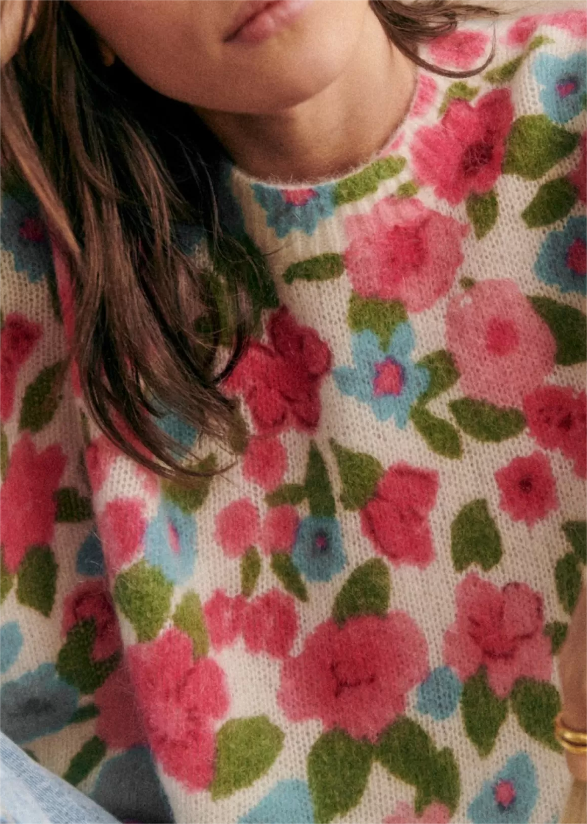 Floral Print Crew Neck Sweater