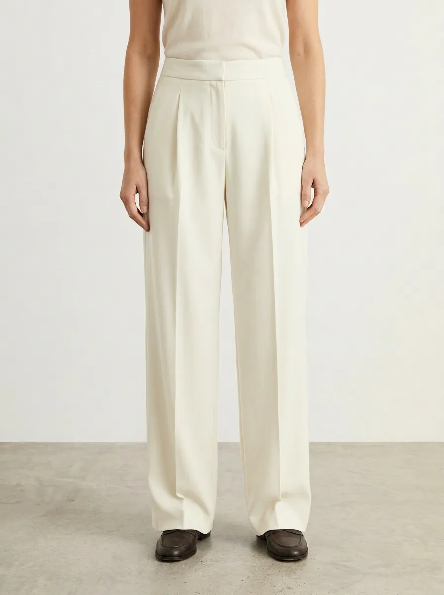 Office Shape Pleated Wide-Leg Trousers