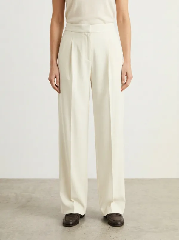Office Shape Pleated Wide-Leg Trousers