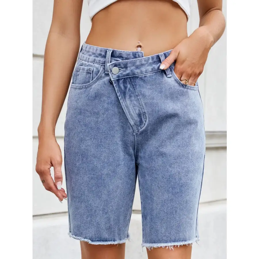 Classic Raw Hem Denim Shorts