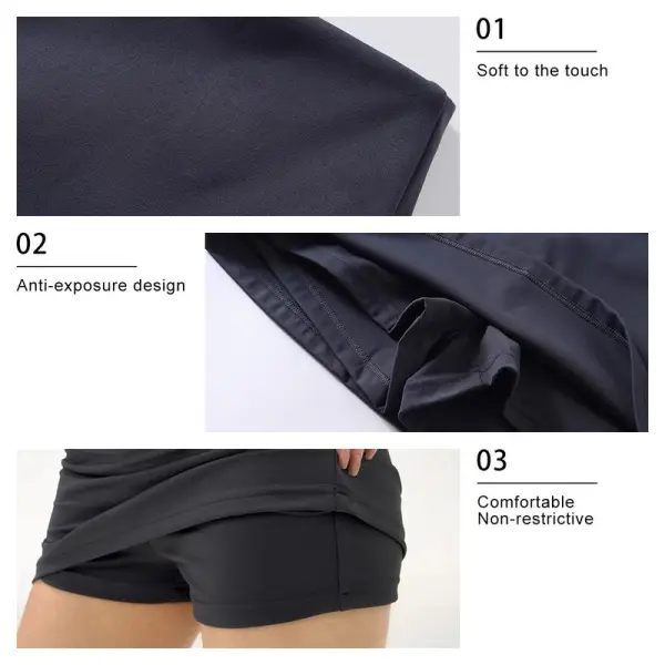 Women's Solid Color Leopard Stretch High Waist Straight Slit Mini Sports Skirt