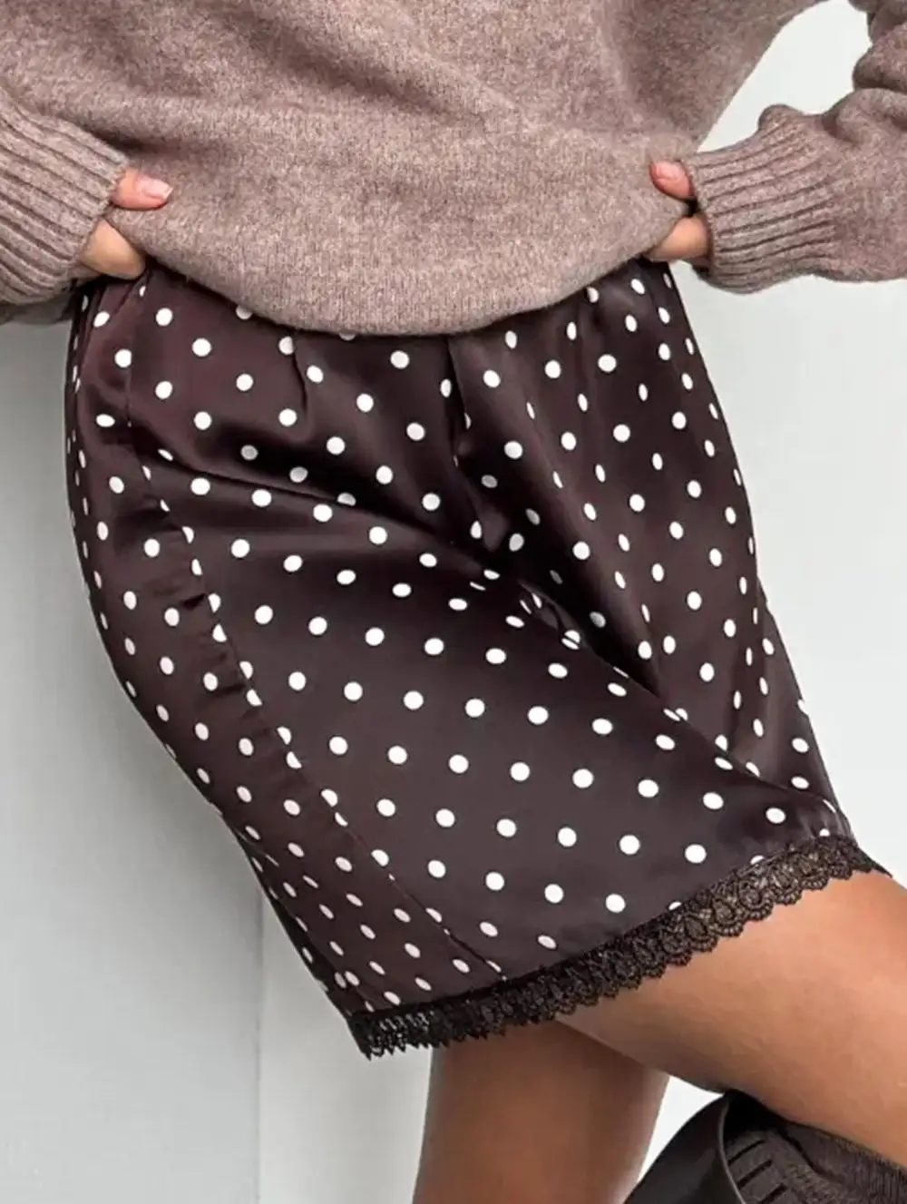 Polka Dot Straight Mini Skirt