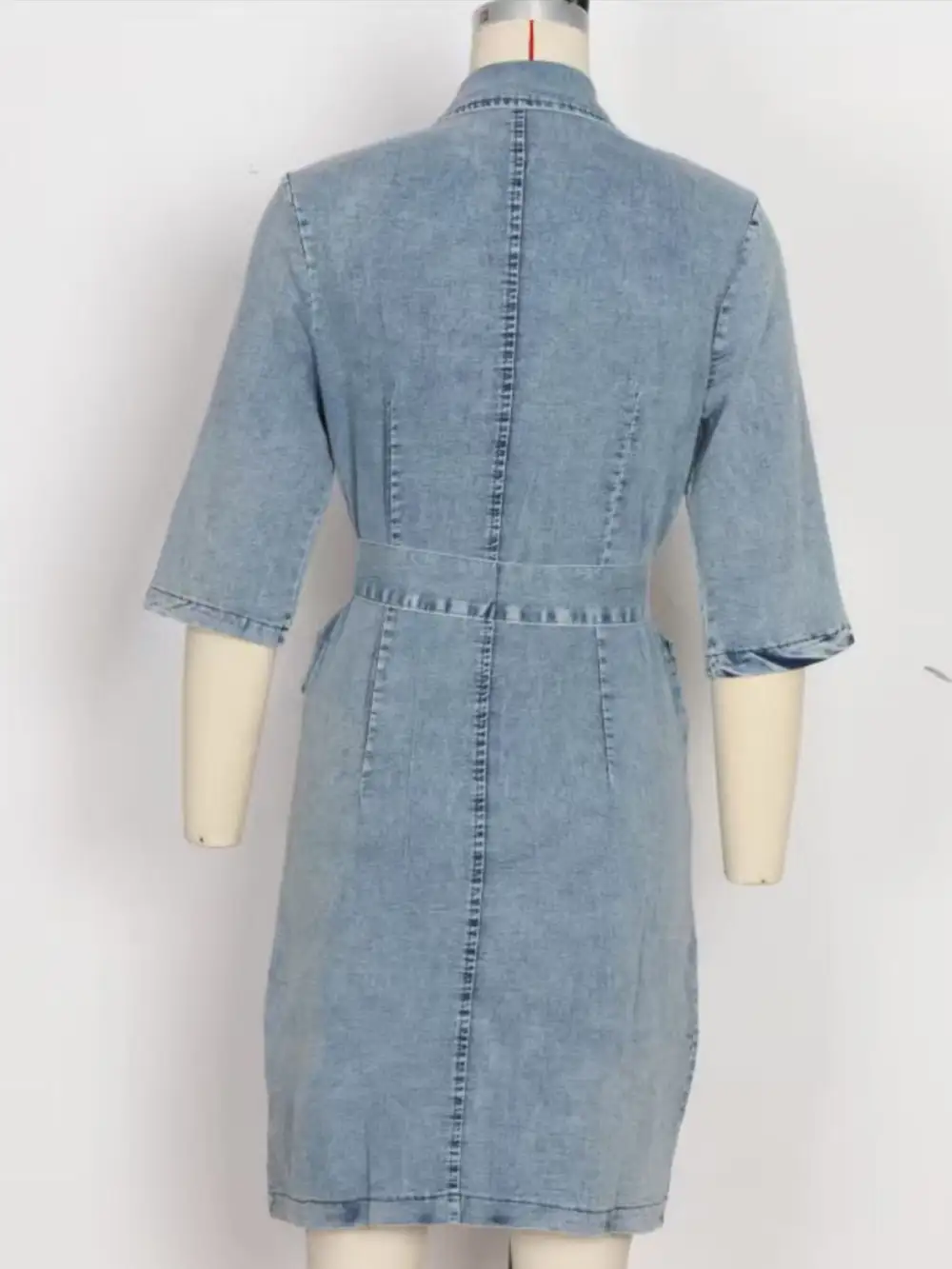 Comfort Fit Denim Zip Front Short Sleeve Dress