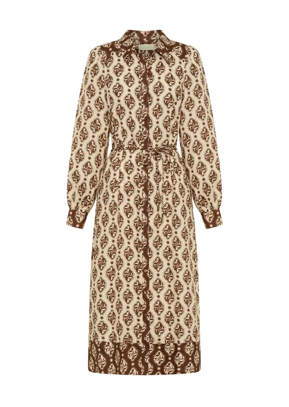 PRINTED LONG SLEEVE MIDI DRESS