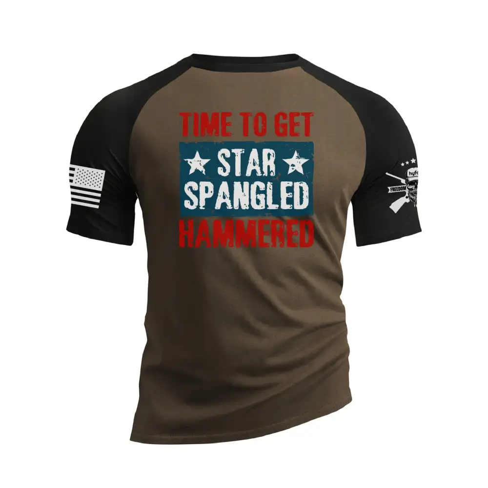 TIME TO GET STAR SPANGLED HAMMERED RAGLAN GRAPHIC TEE