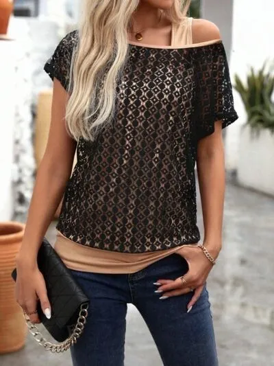 Everyday Short-Sleeve Lace-Detail T-Shirt