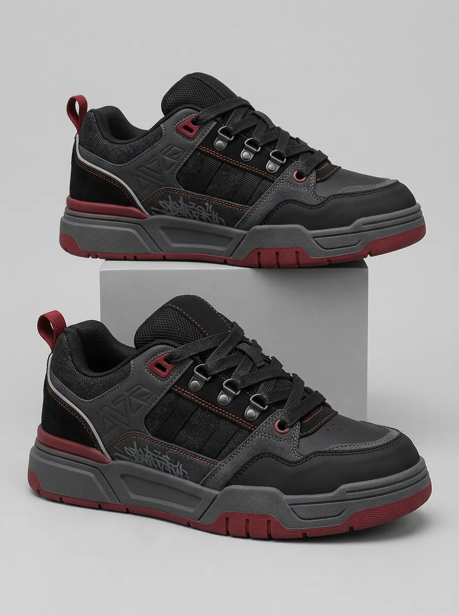 Men's Streetwear Graffiti Patterned Skate Shoes