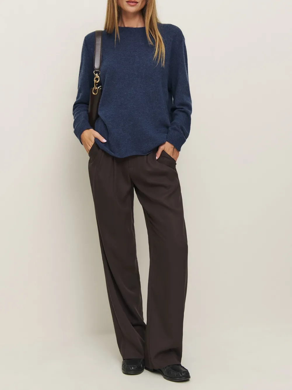 Relaxed Fit Crew Neck Knit Sweater