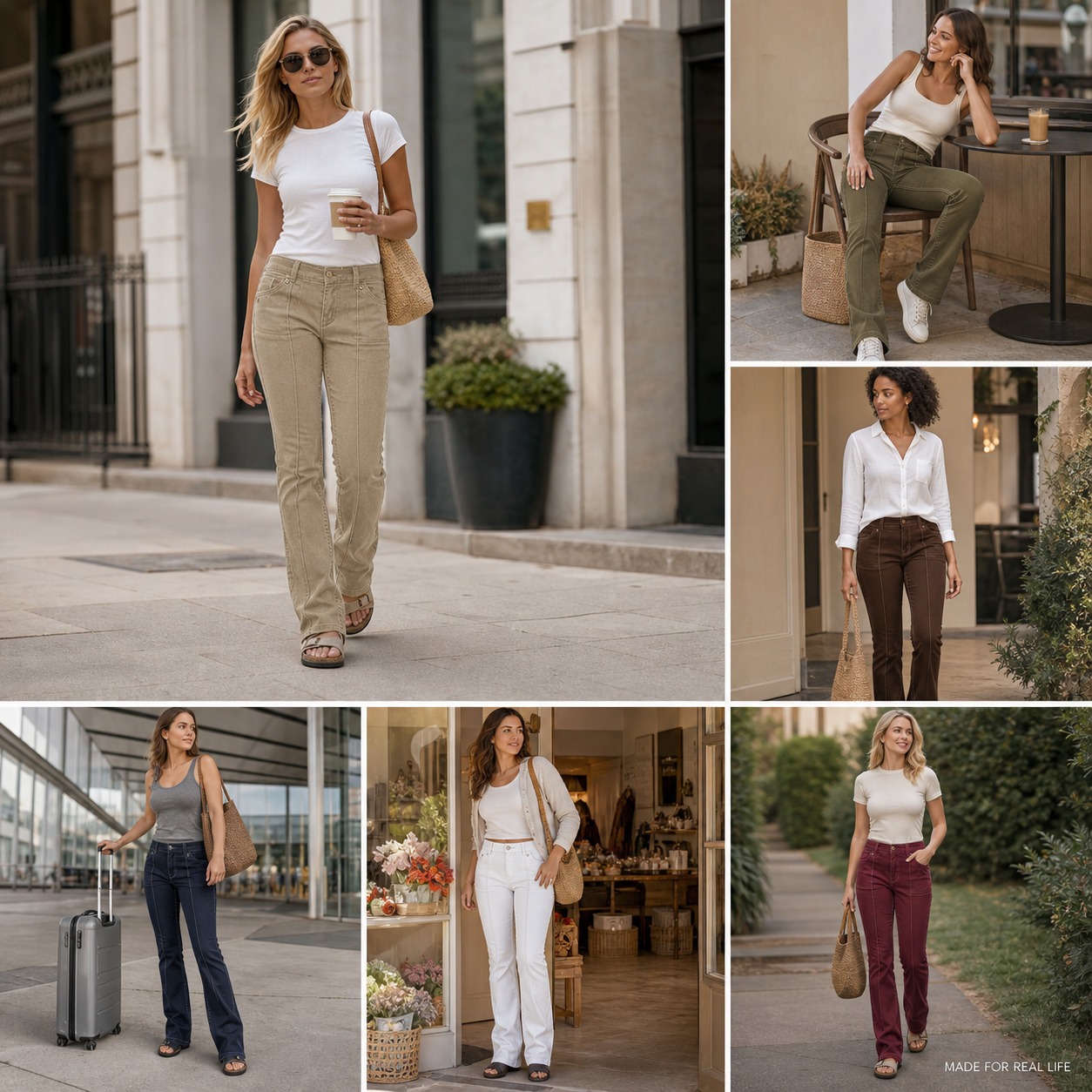 Everyday bootcut pants outfit scenes