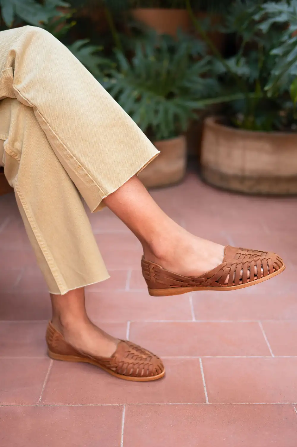 Woven Leather Woven Huarache Sandals