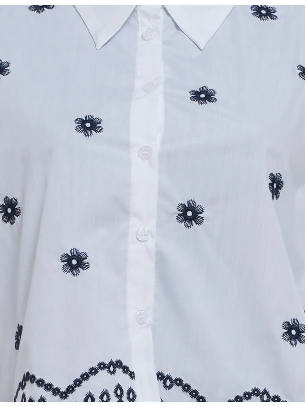 Chic Embroidery Shirt Collar Button Down Blouse
