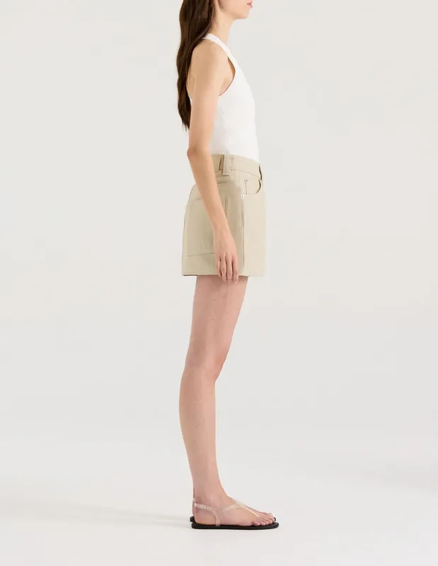 Light Khaki Wrap Detail Mini Skirt