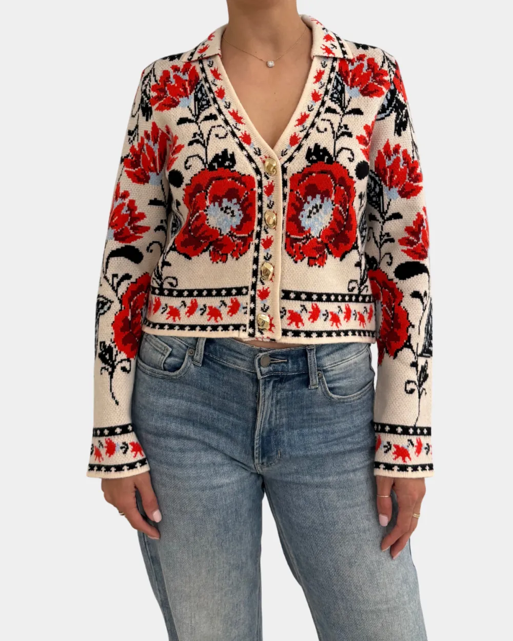 Floral V-Neck Cardigan