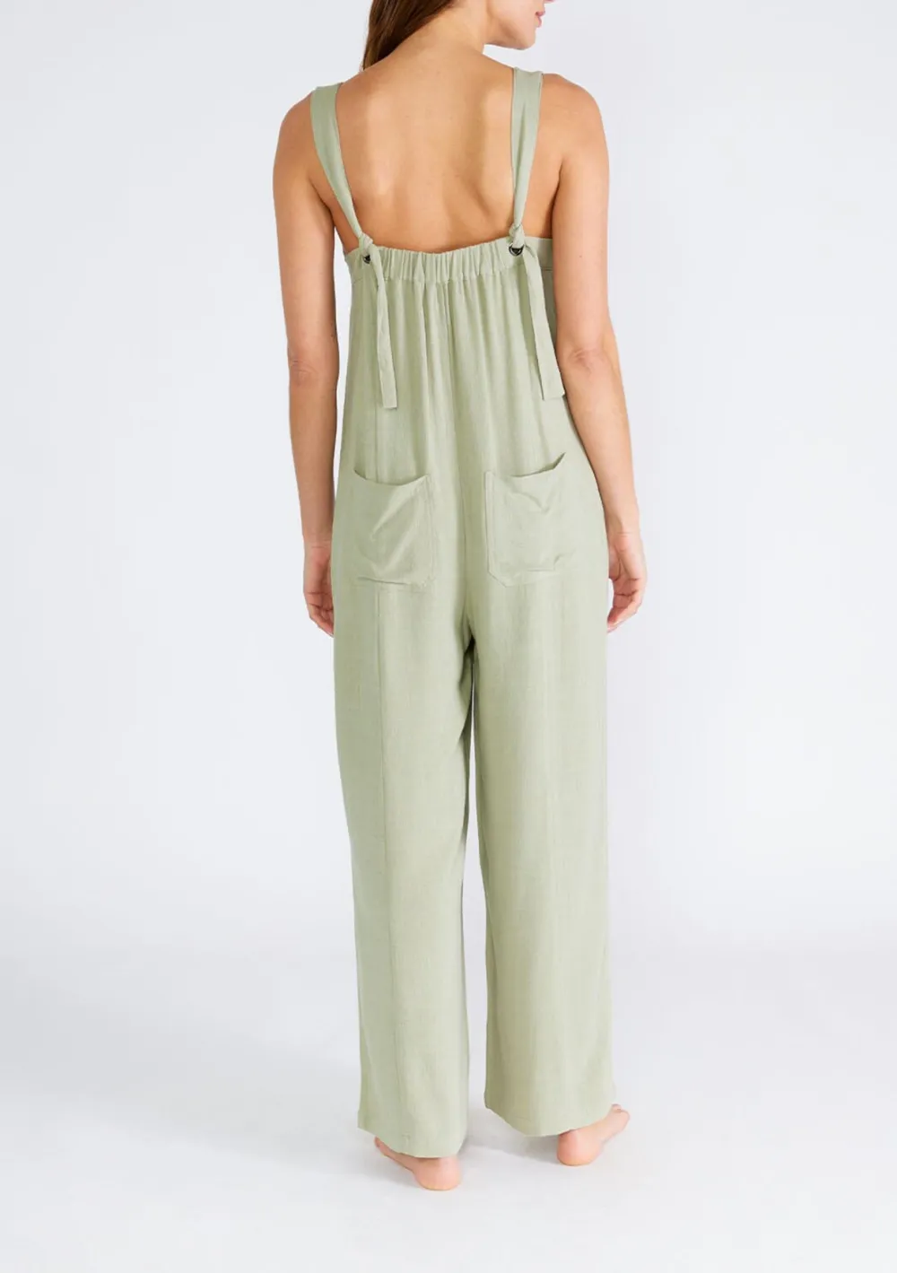 Pocketed V-Neck Wide Strap Jumpsuit