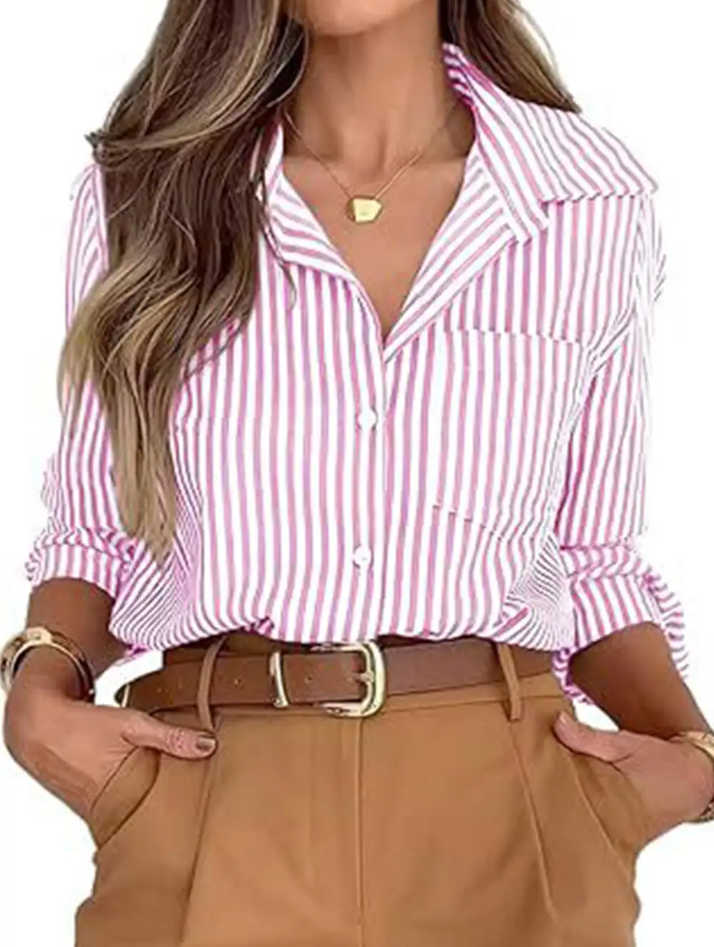 Striped Shirt with Pockets Blouse