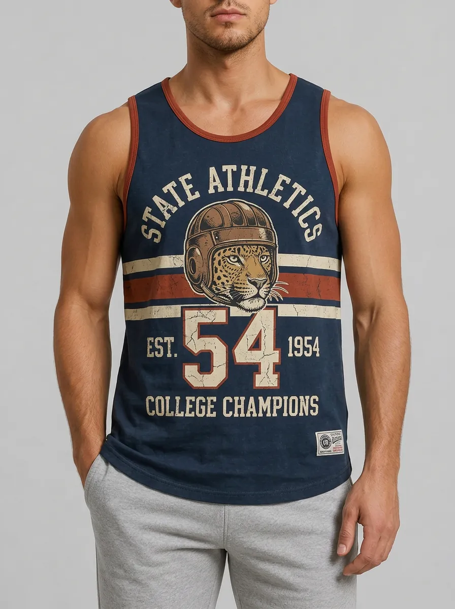 Men's College Sports Leopard Helmet 1954 Printed Tank Top