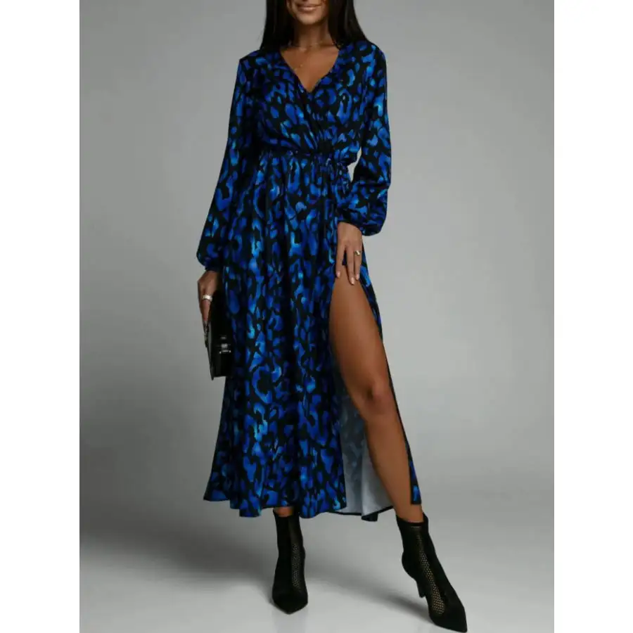 Sleeve Surplice Long Sleeve Midi Dress