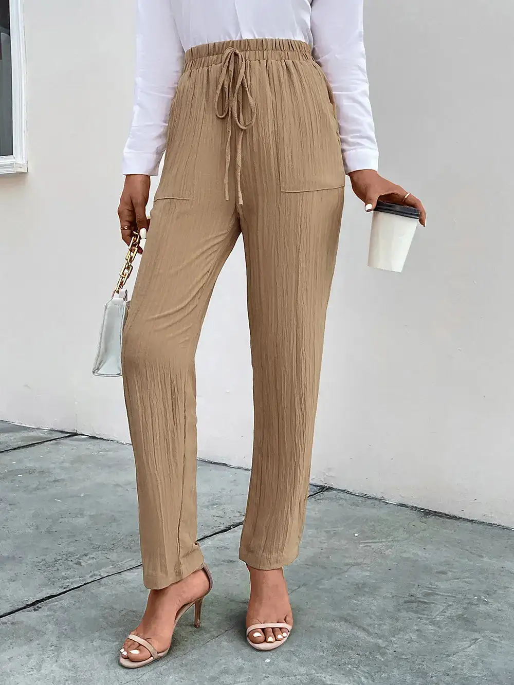 Easy Drawstring Pocket Detail Pants
