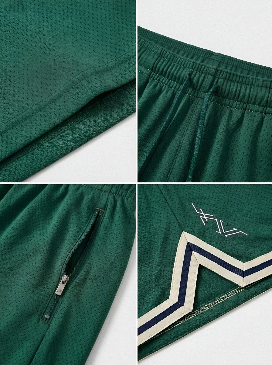 Urban Embroidered Detail Mesh Detail Style Men's Basketball Shorts
