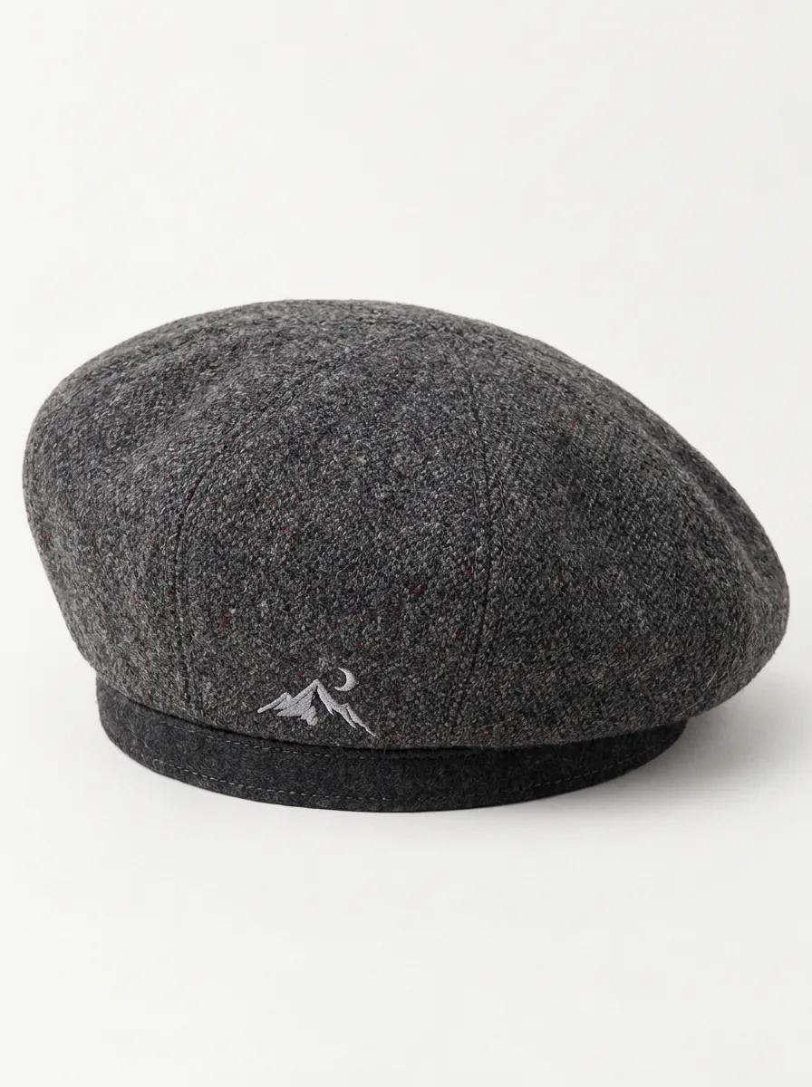 Wool Beret Featuring Mountain Embroidery