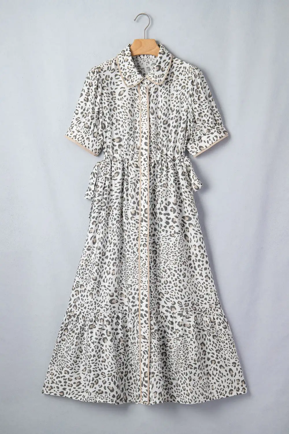 Animal Print Button Front Midi Dress