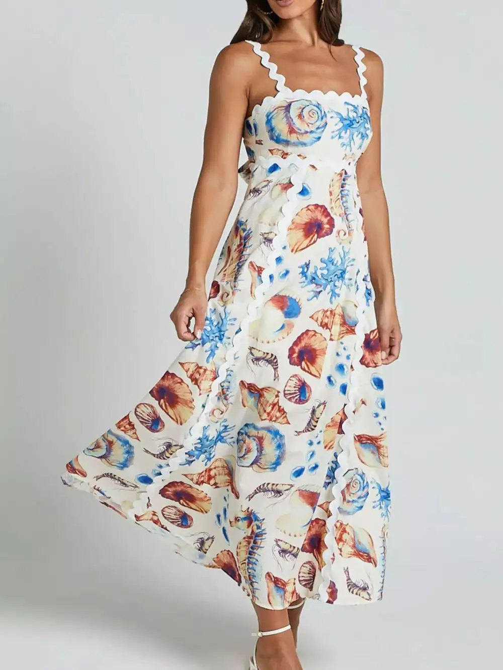 Clean Line Printed Midi Dress